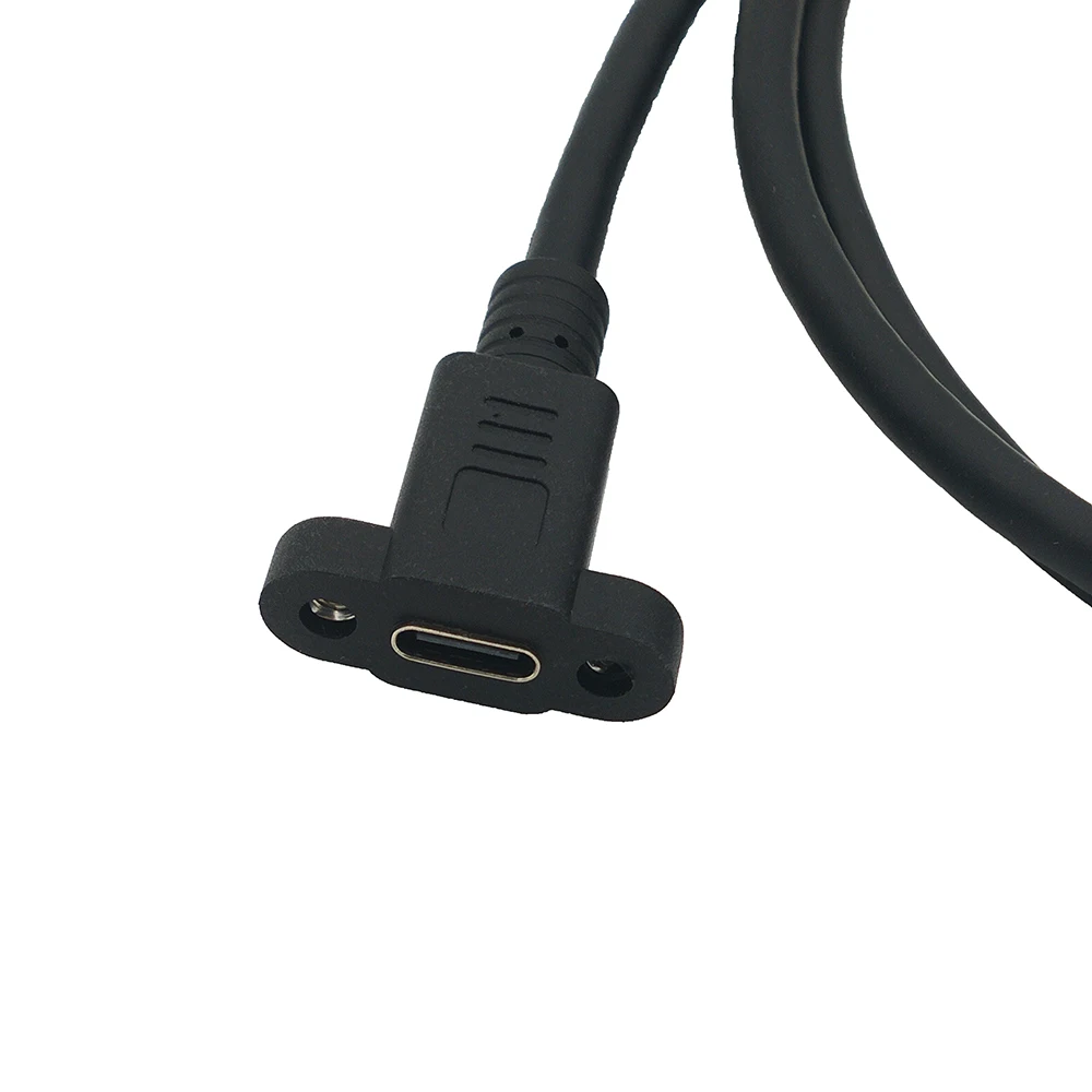 1PCS 1M USB-C USB 3.1 Male Connector To Type-c USB 3.1 Female Extension Cable 17mm With screws Panel Mount Hole