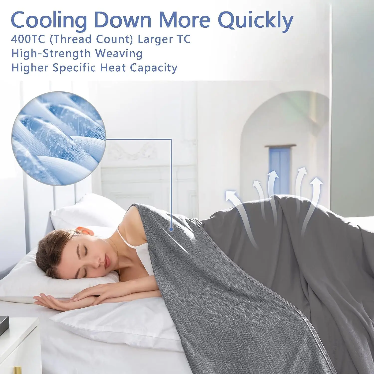 Direct Cooling Throw Blanket for Hot Sleepers Double Sided Cold Effect Lightweight Breathable Summer Bed Blanket for Couch