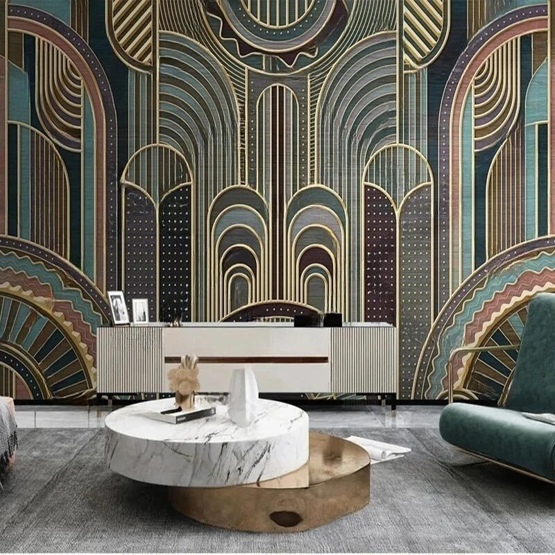 Modern Abstract Geometric Line Pattern Wallpaper Office in the study Sofa Background Custom Mural Personalized Wall Art Decor