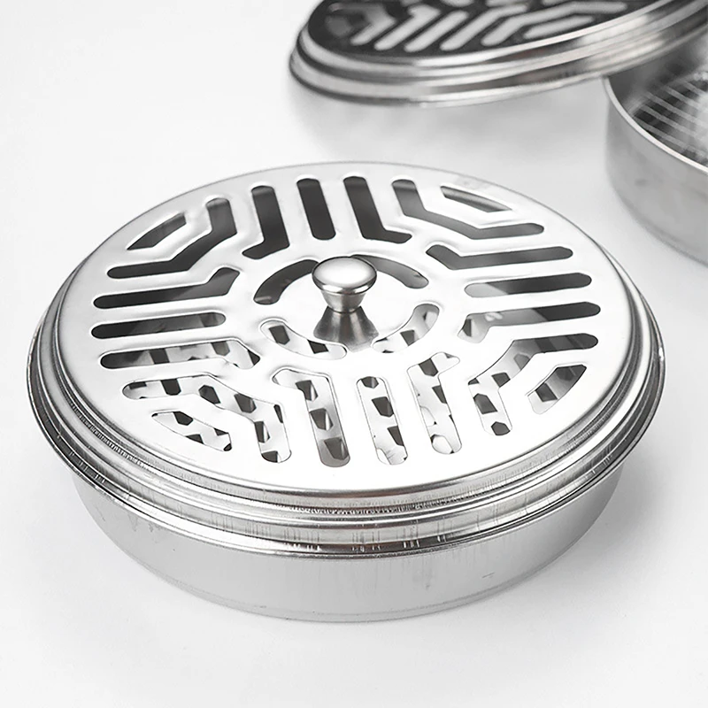 Mosquito Coil Holder Rack Stainless Steel Incense Burner With Cover Home Garden Incense Coil Tray Summer Mosquito-proof Supplies