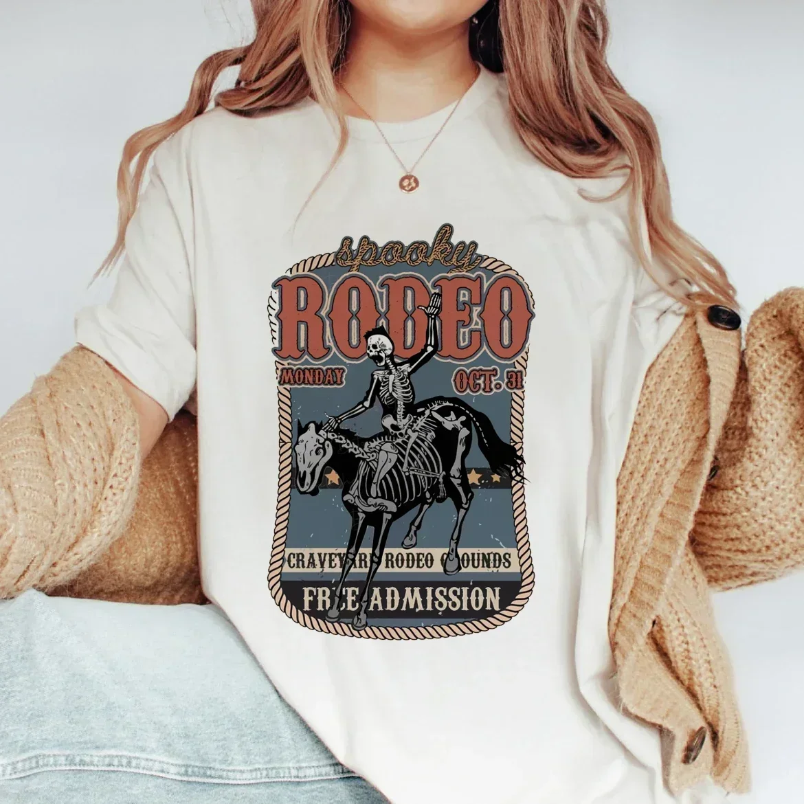 T-shirt da donna del ringraziamento stampata bianca carina Casual da donna autunno Halloween autunno Top Fashion Pattern Street Trend t-shirt.