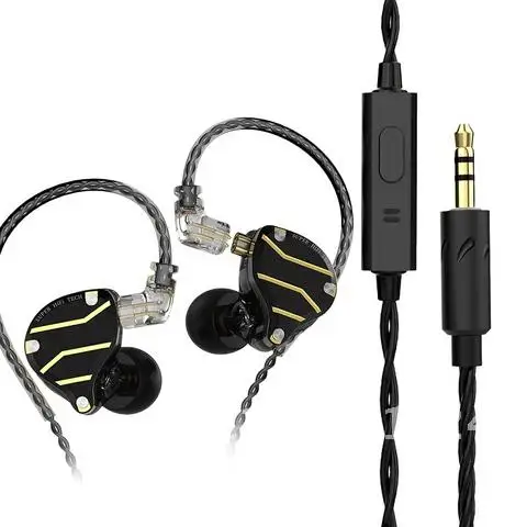 QKZ ZXN ZS10 Pro Gold Earphones HIFI Bass Earbuds In Ear Monitor Headphones Noise Cancelling Metal Headset