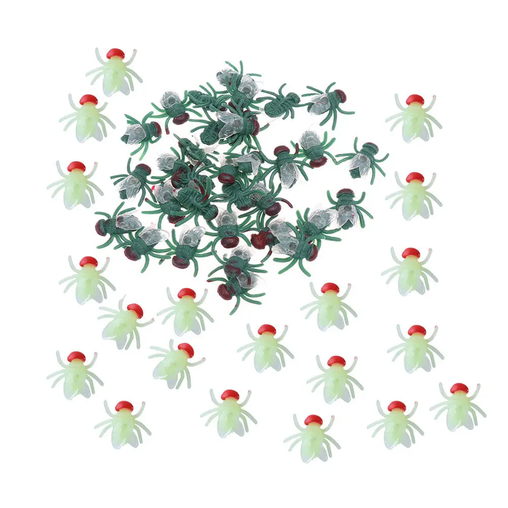 100 قطعة من الذباب البلاستيكي المقلد الاصطناعي يطير ديكور حفلات الهالوين المزحة للأطفال جمع لعبة الرعب خدعة