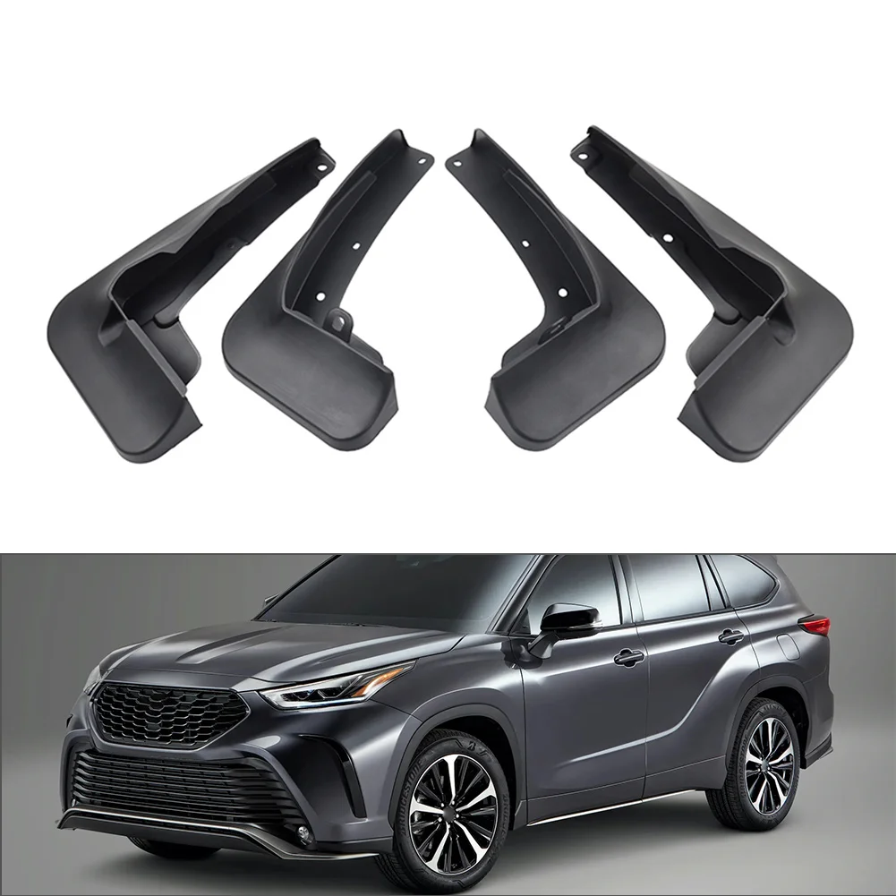 4pcs Car Wheel Mud Flaps Splash Guards PP + TPO For Toyota Highlander 2020 2021 2022 2023 2024 2025