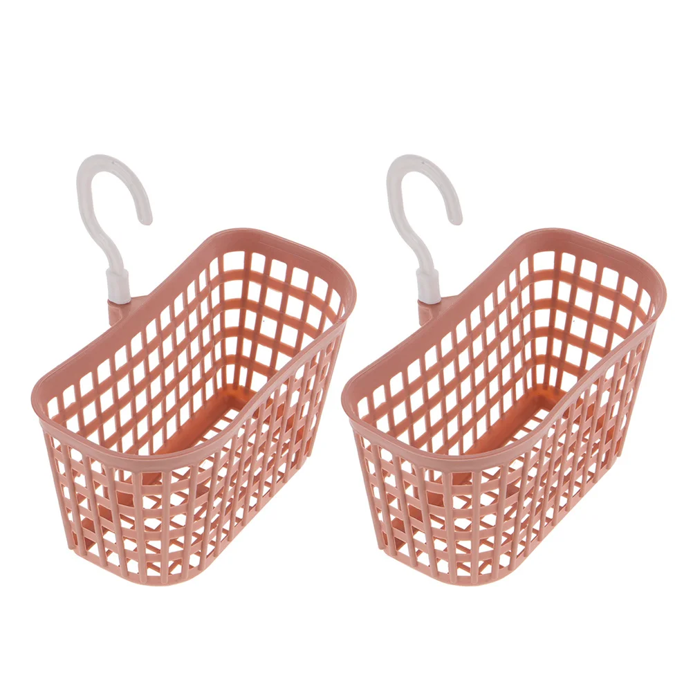 

2pcs Bathroom Hanging Basket Plastic Space Saving Shower Storage Organizer For Toiletries Cosmetics Soap Shampoo Over Door Dorm