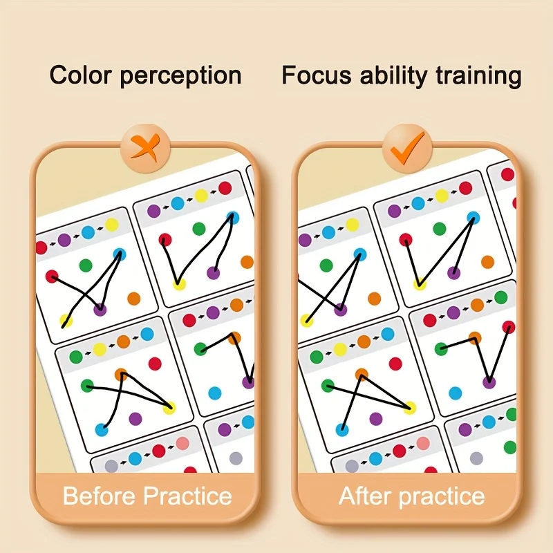 Visual Focus & Attention Training Erasable Pen Training Connection Card | Color and Number Recognition, Id