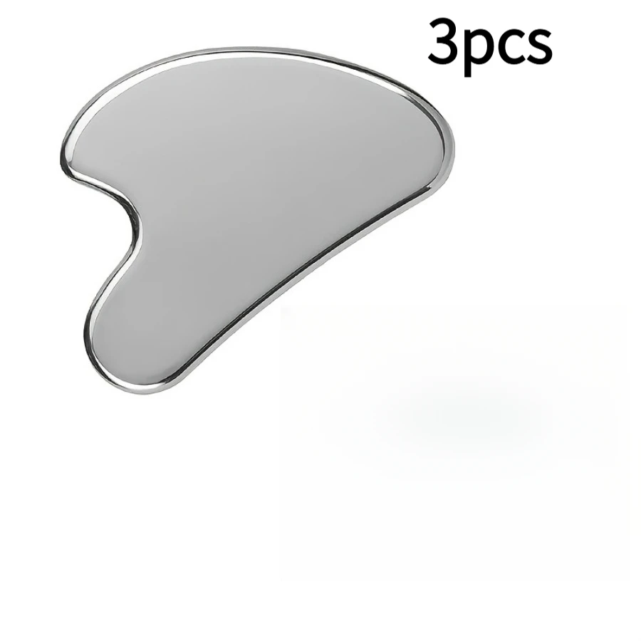 3pcs Stainless Steel Facial&Body Gua Sha Tools-Manual Gua Sha Massager with Smooth Edges-Includes Portable Storage Bag-Perfect