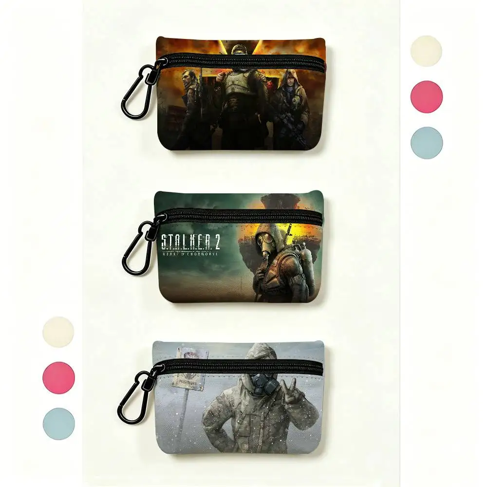 Horror Game S-Stalker Oxford Fabric Mini Coin Wallet Smooth Zipper Hanging Design Multi-use Small Storage Bag For Travel