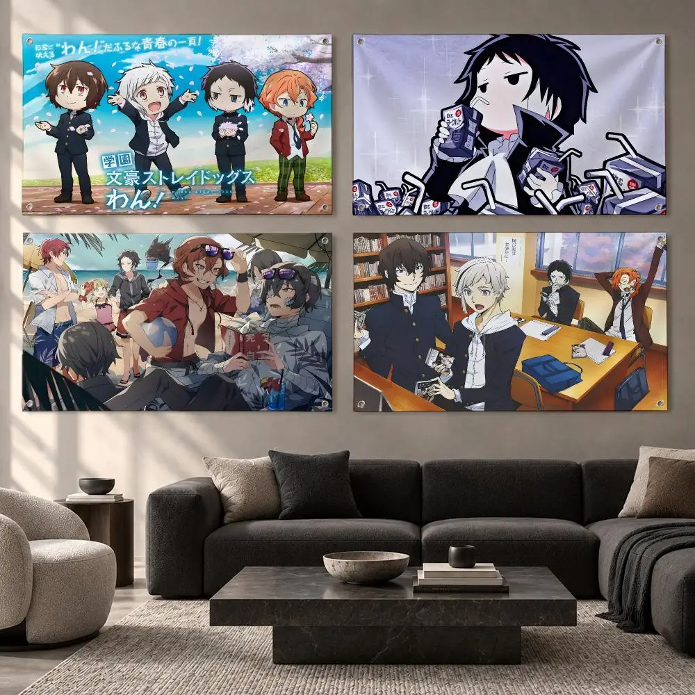 Anime B-bungo Stray DogsS Hot Flags Fabric Pennant Banner, Apt Wall Decor, Living Corner, Bedroom, Studio, E-sports Room