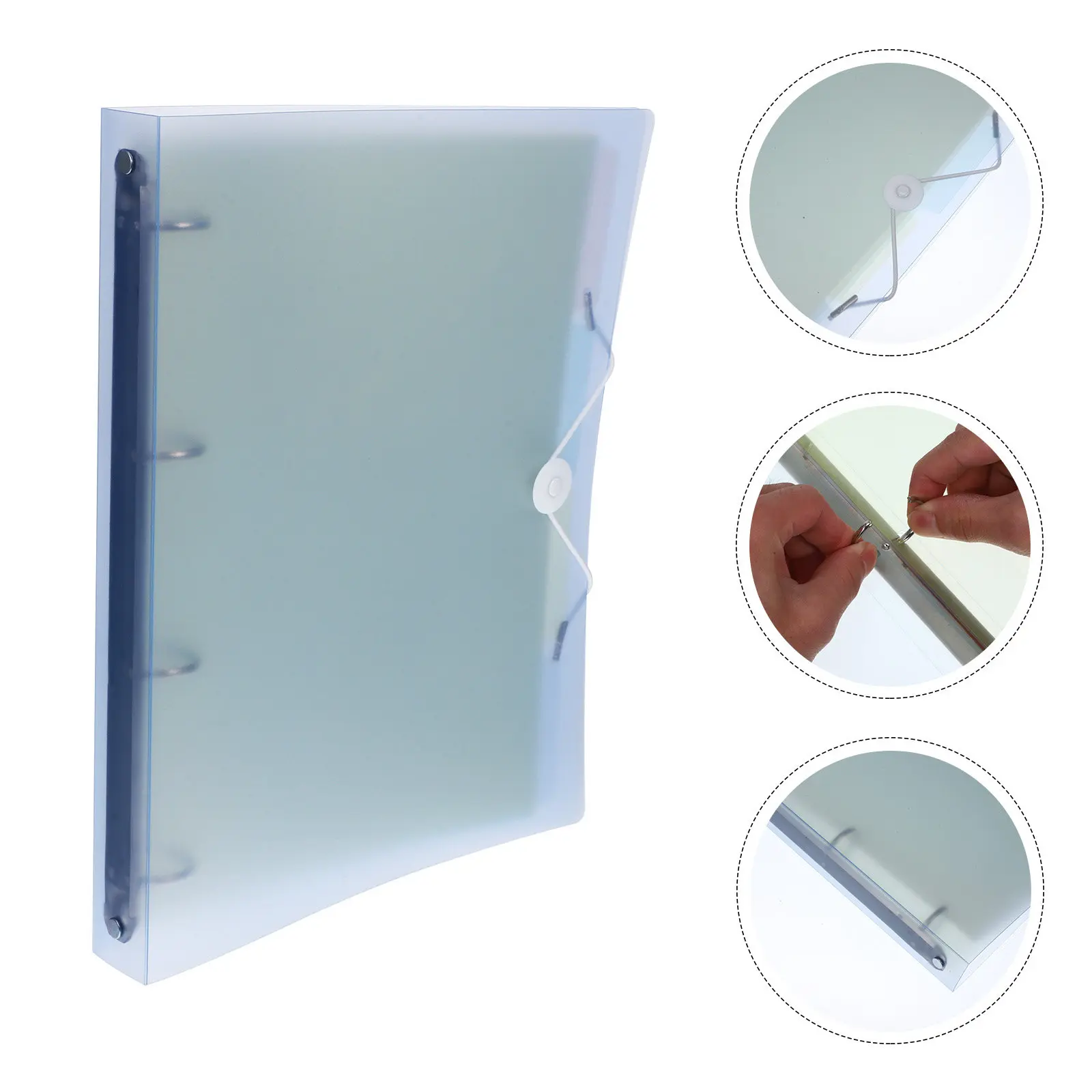 

Stylish 4-Ring File Binder Cover Waterproof Dirt-Resistant Plastic Notebook Shell for Organizing Documents and Handbooks Binder