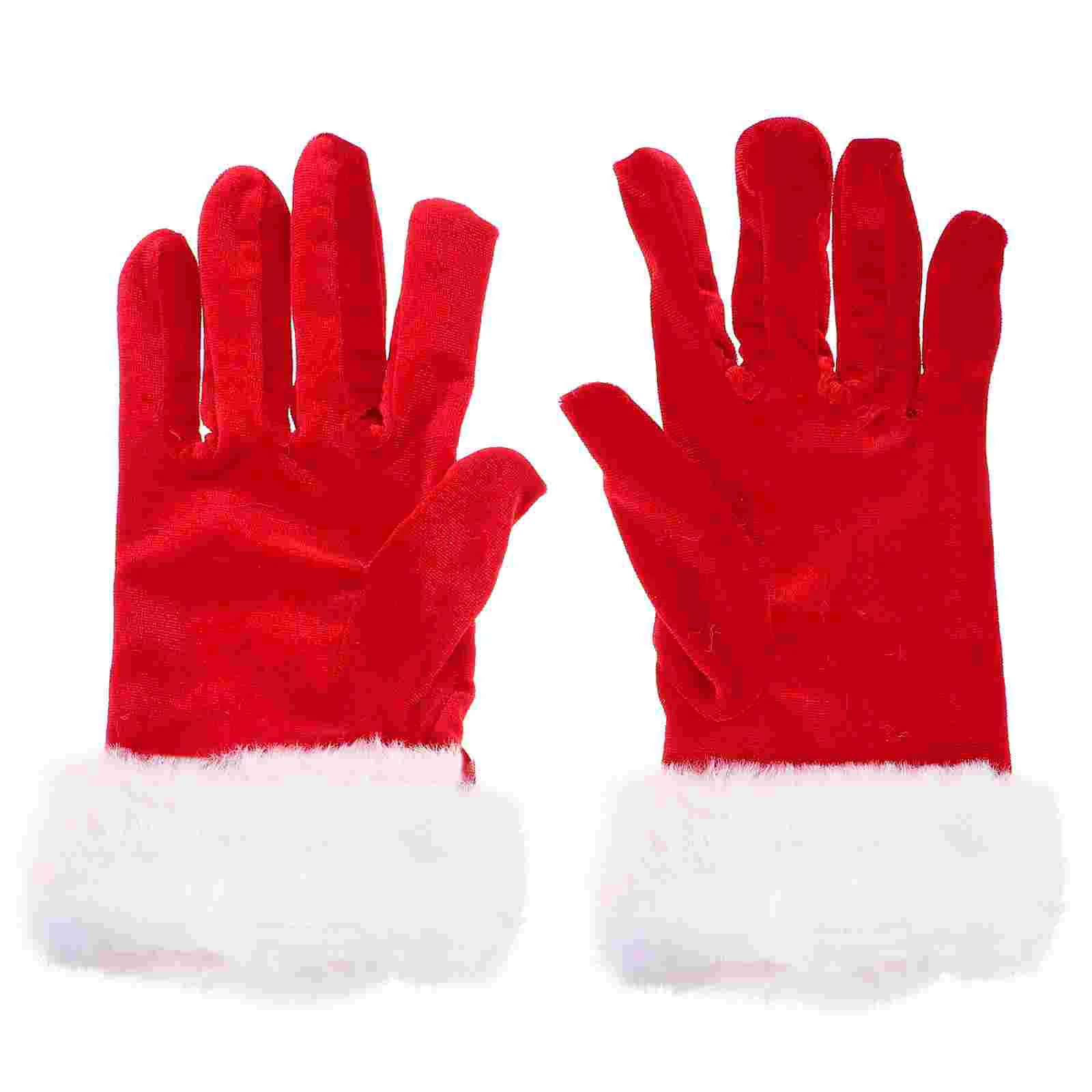 

Short Gold Velvet Christmas Party Etiquette Performance Gloves Women Full Finger Mitts Winter