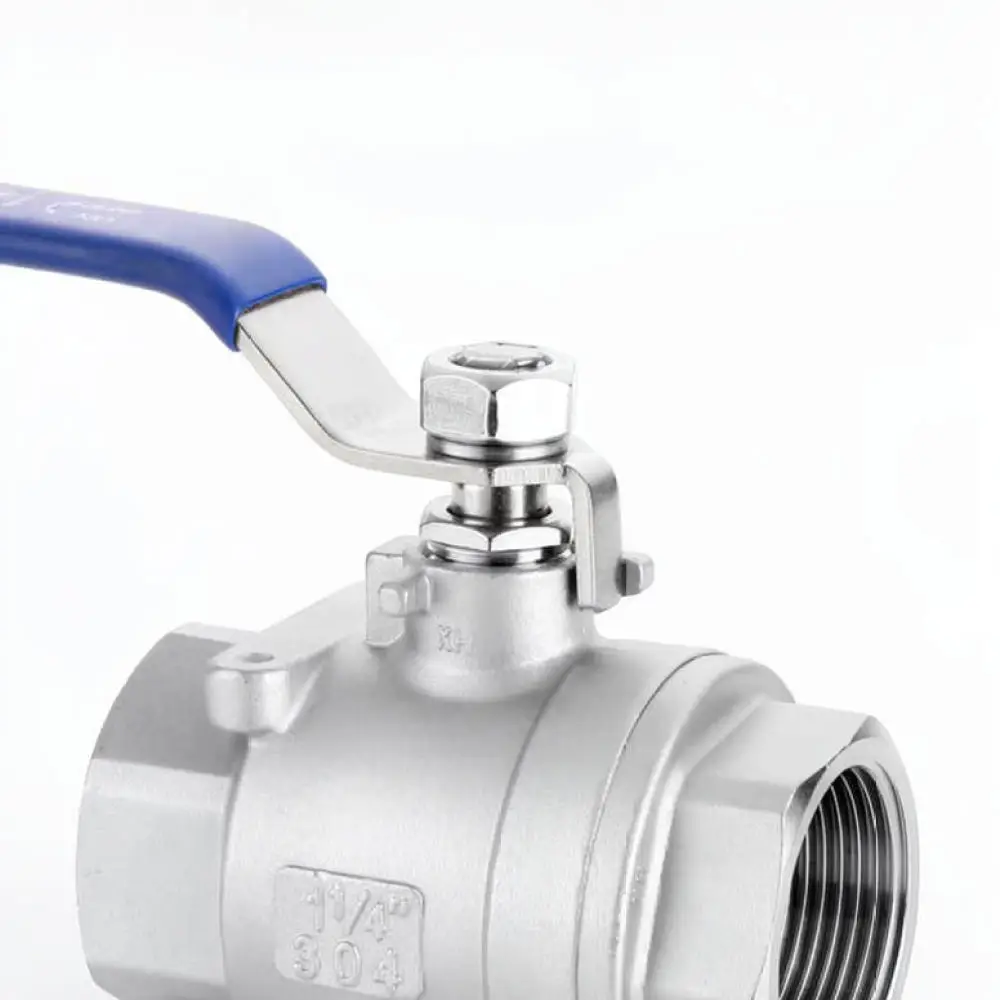 Sturdy 304 Stainless Steel Ball Valve Two Piece Structure Internal Thread Pipe Connector Flow Shutoff Industrial Control Valve