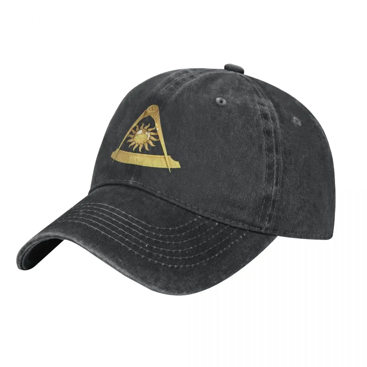 Hip Hop Funny Men's Baseball Cap Sun Gold Trucker Snapback Caps Dad Hat Freemason Gold Square Compass Summer Golf Hats