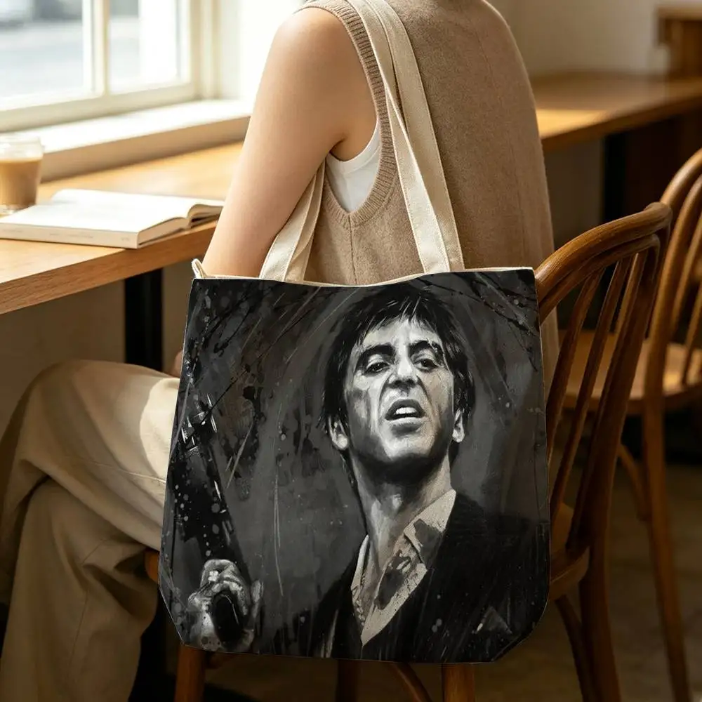Al Pacino Tote Bag for Women Reusable Shopping Tote Bag Zippered Shoulder Bags Print