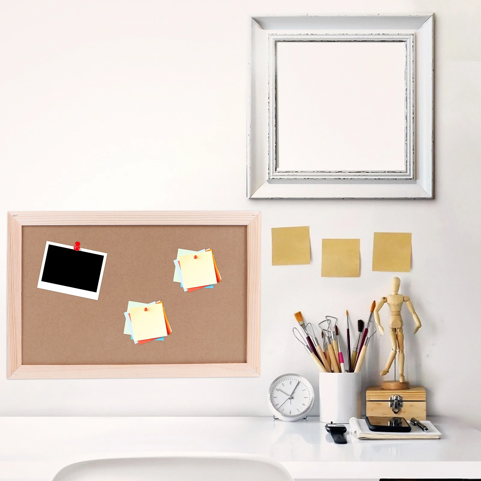 Framed Cork Message Board Wall Mounted Decorative Pin Board for Photos Notes Reminders Kitchen Calendar Organizer