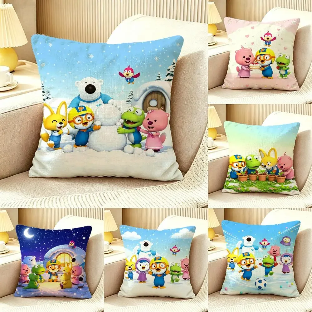 Pororo the Little Penguin Cushion Cover Pillow Cover Nordic Minimalist Throw DoubleSided Print Cushion Case for Sofa Bedroom