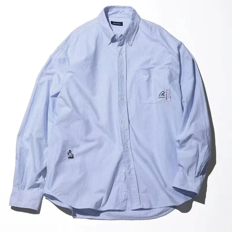 

NTC JP STACKS LURK Hasegawa Supervisor Striped Casual Shirt CITYBOY Loose Long Sleeve Shirt