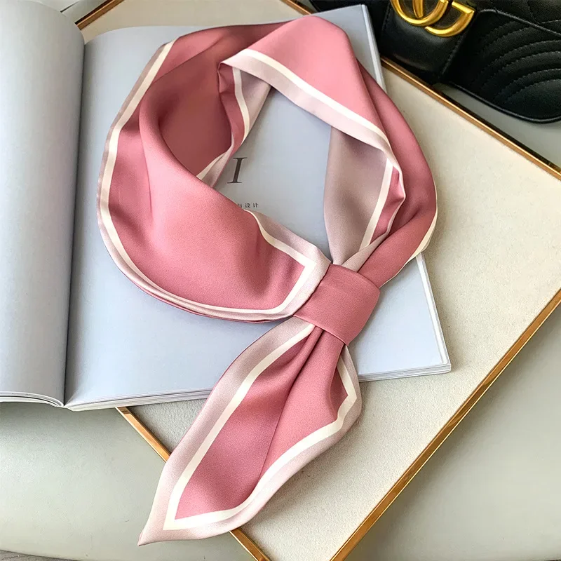 Elegant Skinny Silk Scarfs for Women Office Foulard Neckerchief Bag Ribbons Lady Neck Hands Ties Female Soft Satin Hairband Gift