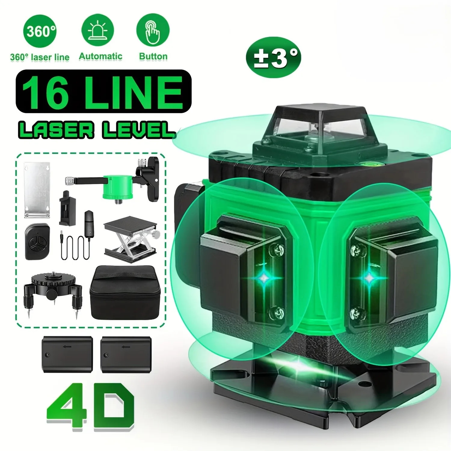 Multifunctional 4D 16 Lines  Laser Level DIY Grade 360 Drop Shipping Supported Local US Warehouse
