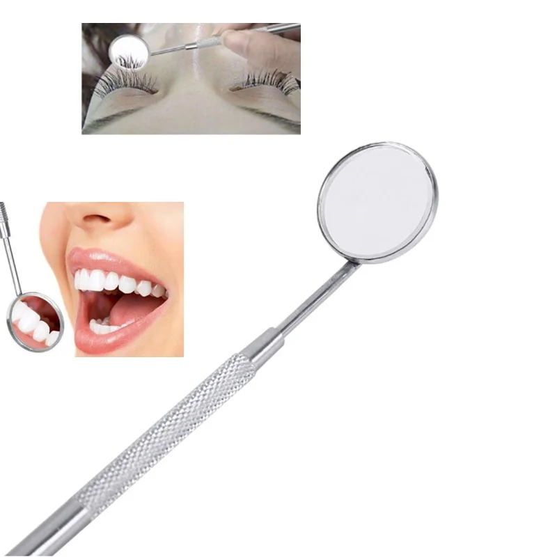 vvocci Teeth Whitening Cleaning 1pc  Eyelash Extension  Tool Makeup Tool Handle Mirror Stainless Steel Dental Oral Mirror