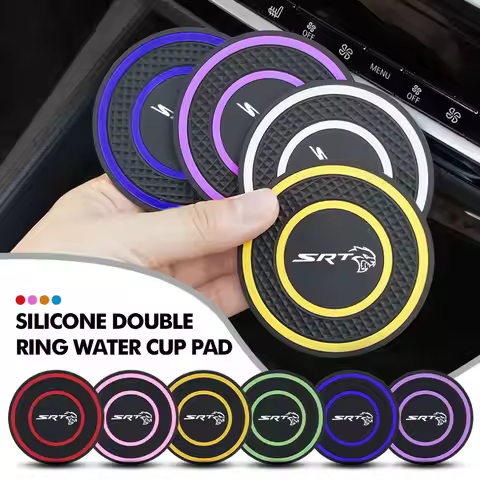 2pcs Silicone Car Anti-Slip Water Cup Pads Accessories For Dodge SRT Charger Jcuv Challenger RAM Journey Caravan