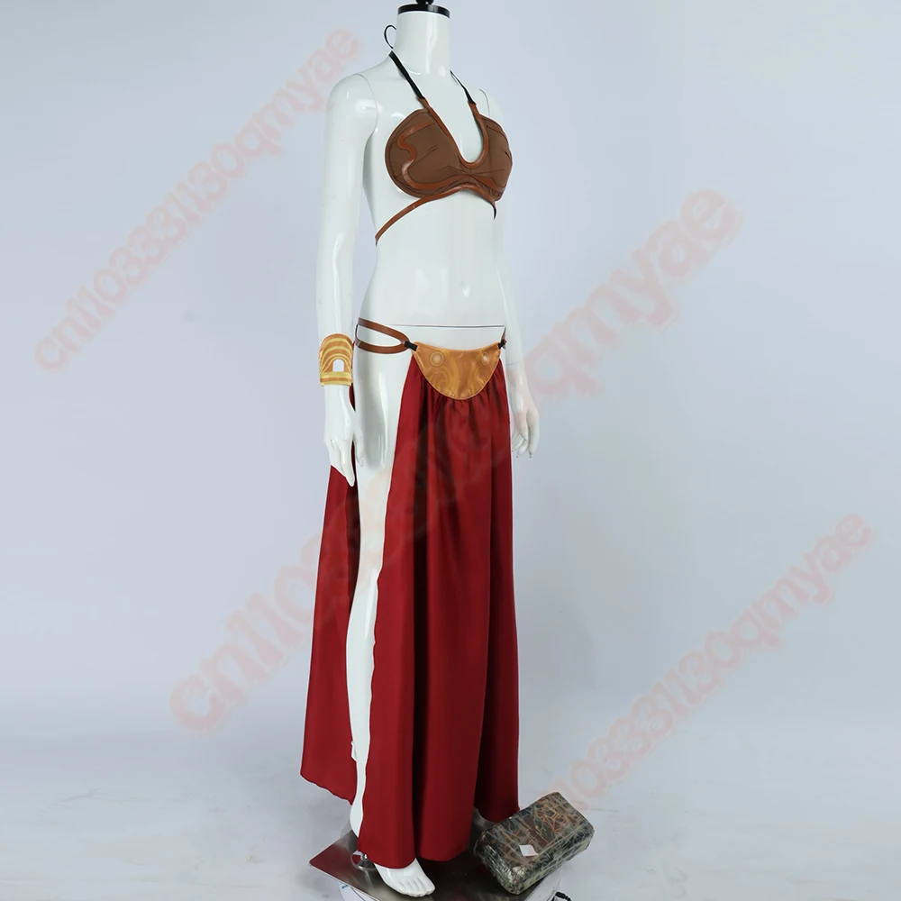 فستان الأميرة ليا التنكري المثير للرقيق زي الفيلم لون ذهبي بدلة بيكيني خيالية للنساء ملابس لعب الأدوار لحفلات الهالوين