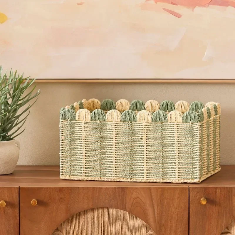 Simple weaving storage basket, large capacity household bedroom toy sorting basket, study miscellaneous storage box, dirty cloth