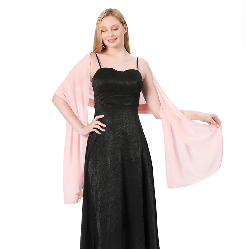 Monocromático Chiffon Xaile estendido para a senhora, noiva e madrinhas, vestido de casamento, Dinner Party, alta qualidade