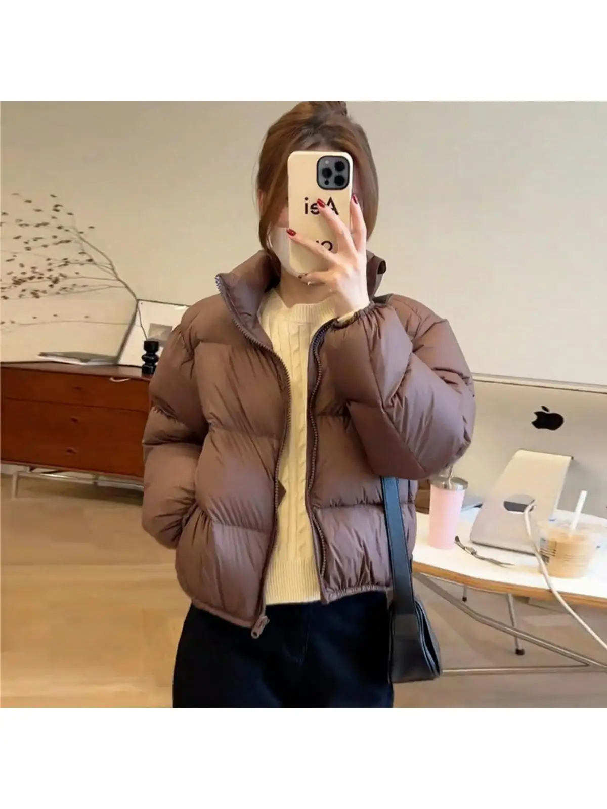 Dames Kendall Katoen Jaet ort Thiened Winter Bovenkleding Brood Sle Jas Koreaanse versie Lange Sve Pure Color