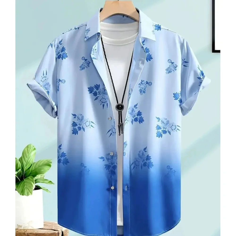 Personality Casual Men's Shirts Men's T-shirts Menswear Clothing Daily Beachwear Street Style Fashion Printed Gradient Contrast