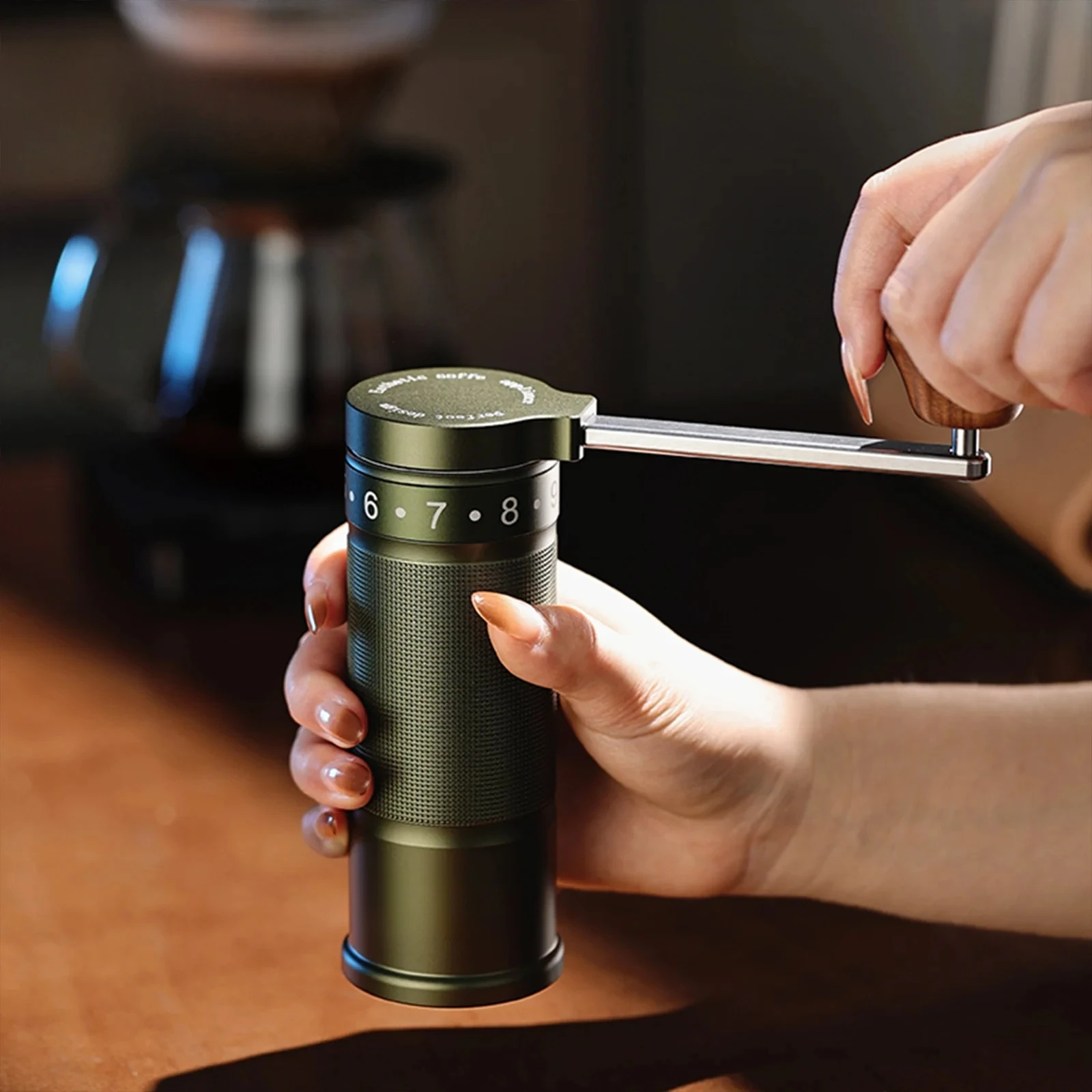 Manual Coffee Grinder Portable Mill 420 Stainless Steel 6 Core Stainless Steel Titanium Plating Burr Coffee Espresso Tool