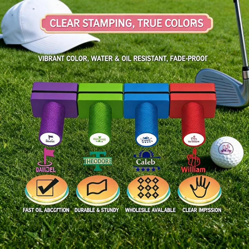 Custom Square Knurled Golf Ball Stamp Waterproof Metal Seal Personalized Quick‑dry Marking Tool for Golf Balls Stamps