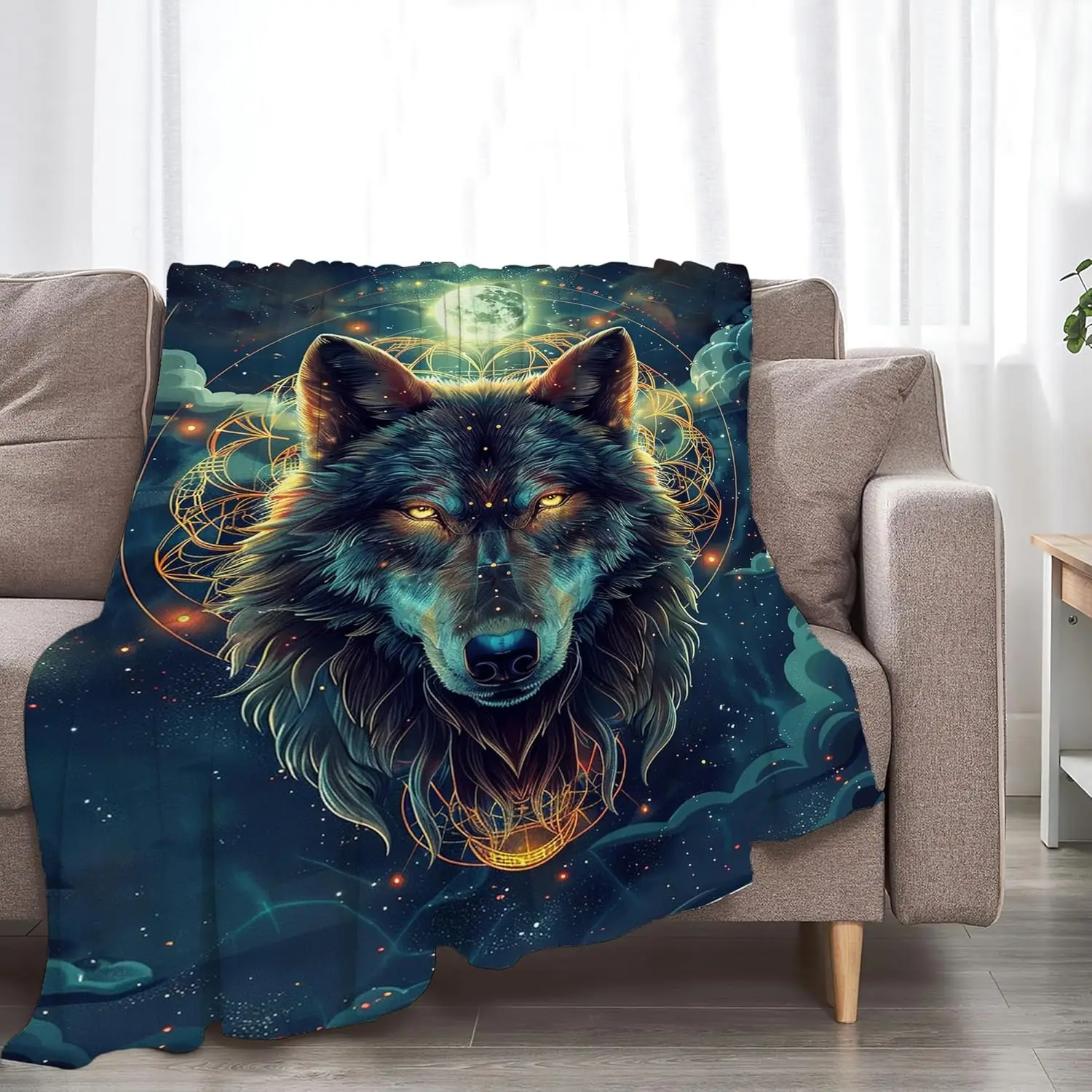 Blanket Fantasy Wolf Throw Blanket Wolf Gifts and Decor Wolf Blanket for Girls Boys Women Men Kids Adults Soft Warm Cozy