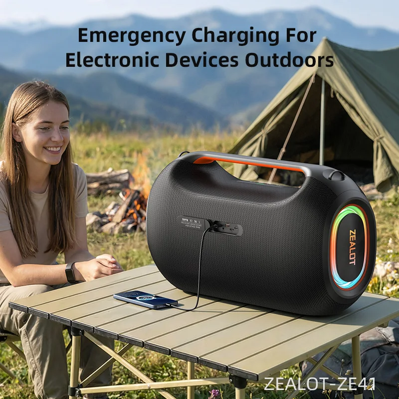 ZEALOT-ZE41 250W Subwoofer Speaker | 48000mAh Battery, RGB Lights, OTG Real-Time Recording, APP Control, Multi-Scene for Party