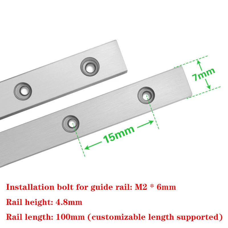 MGN7 linear guide rail 100mm, paired with slider MGN7C/MGN7H