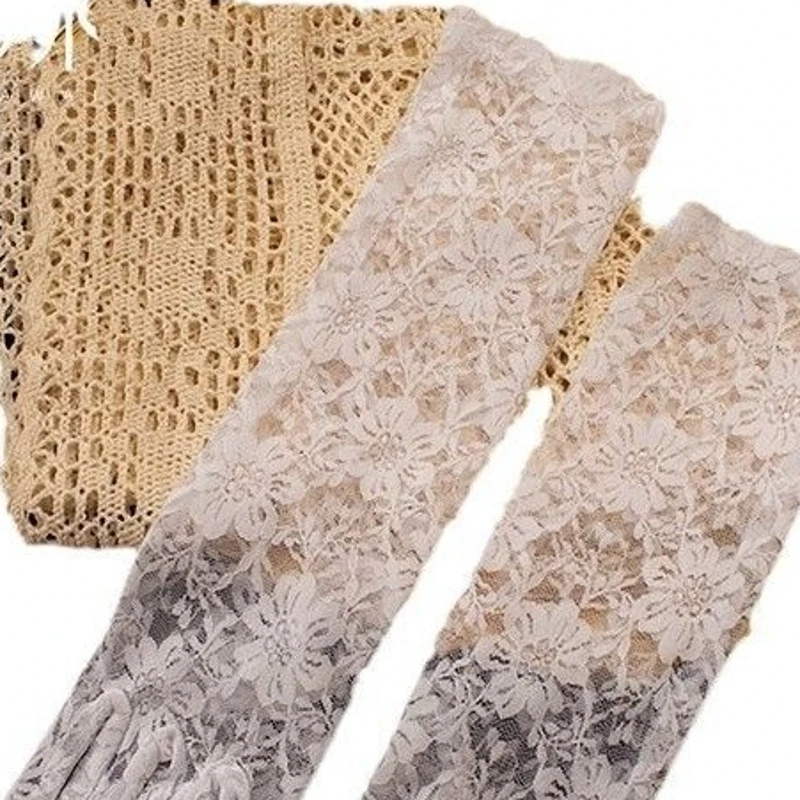 جديد خمر الدانتيل تقليم قفازات الزفاف الفني الأبيض طويل حفل زفاف عشاء التصوير اكسسوارات للعرائس
