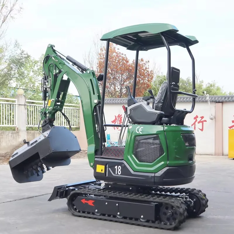Hot Selling 1.8 Ton Excavator Lawn Mower Farm Road Green Belt Trim Mini Digger  Hydraulic Crawler Lawn Mower Bagger