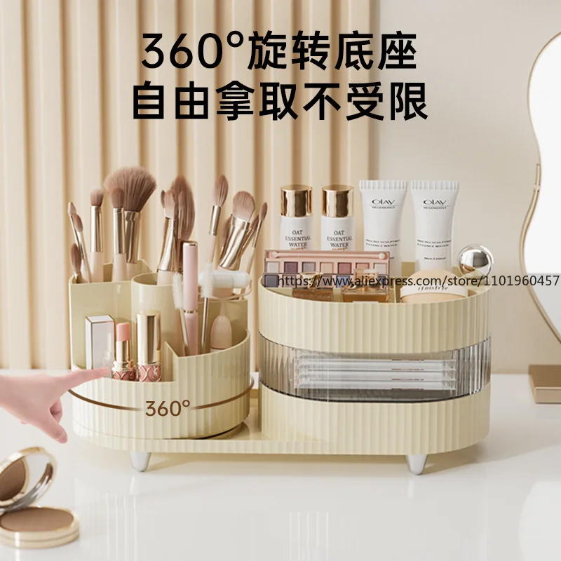 Rotatable Cosmetic Storage Box Premium Transparent Organizer Rack for Eyebrow Pencils Lipstick Eyeshadow Desk Use