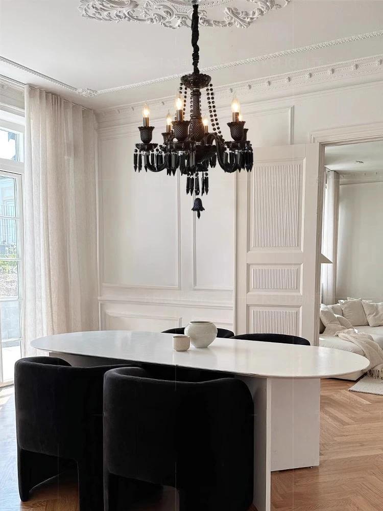 الفرنسية الحديثة الكلاسيكية شمعة الزجاج قلادة أضواء فرع مصباح معلق سبج تركيب المصابيح السوداء لغرفة المعيشة ديكور المنزل