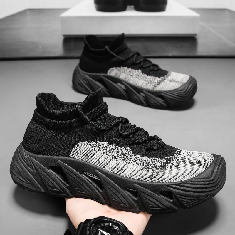 Men's New Lightweight Breathable Mesh Sneakers Comfortable Running Shoes Fashion Casual Chunky Thick Sole Sock Shoes 2026