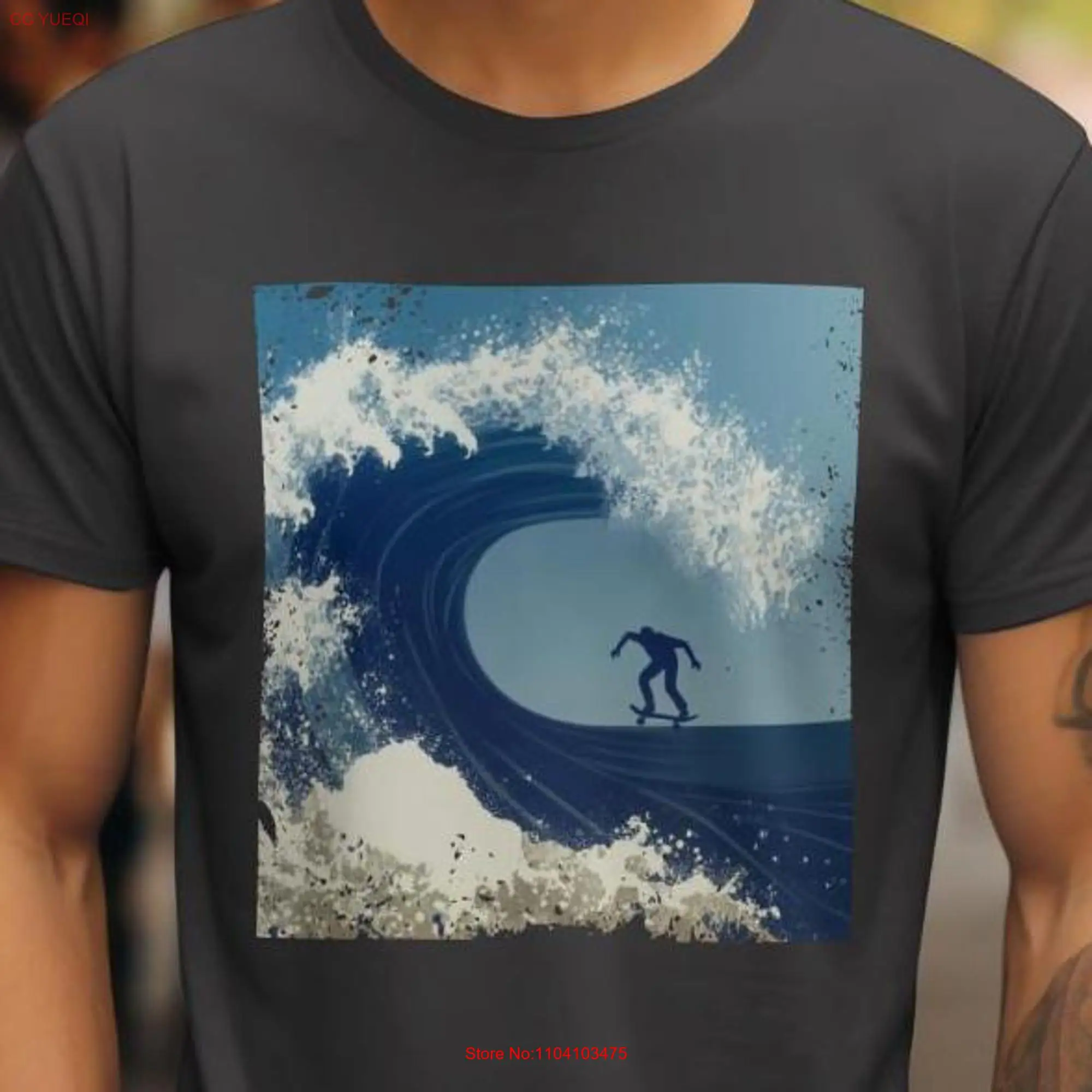 Skate the Wave Organic Cotton Eco Friendly T ShirtT Shirt Premium Comfort vegan Sustainable Skateboarding surfing