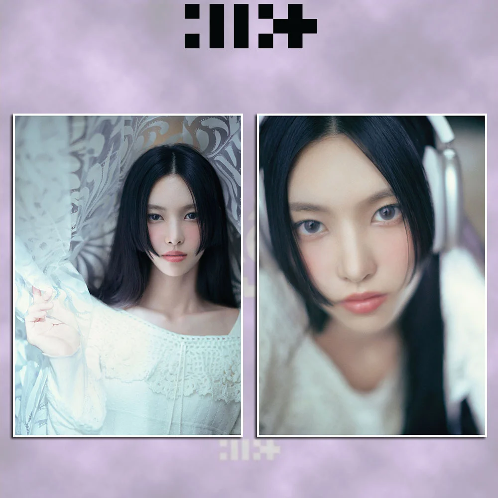 Kpop Illit Super real ME 2ชิ้นโปสเตอร์ HD yunah minju Moka dinding kamar tidur กาวในตัวสติกเกอร์ตกแต่งภาพวาดแฟนของขวัญ