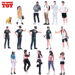 Painted Miniatures 1/64 Scale Beauty Handsome Boy Policeman Girls Male Female Scene Figure Model For Car Vehicles Decorate
