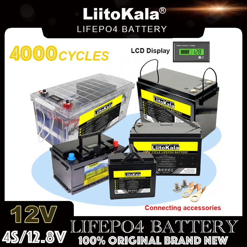 

LiitoKala 12V/12.8v 310Ah 280Ah 180Ah 120Ah 100Ah 60Ah 4s LiFePO4 Battery Lithium Iron Phosphate Batteries Travel Camp Duty-free