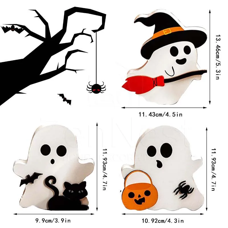 3 pz/set spettrale decorativo carino zucca di legno fantasma stravagante scopa Halloween tavolo decorativo partito decorazioni per la casa