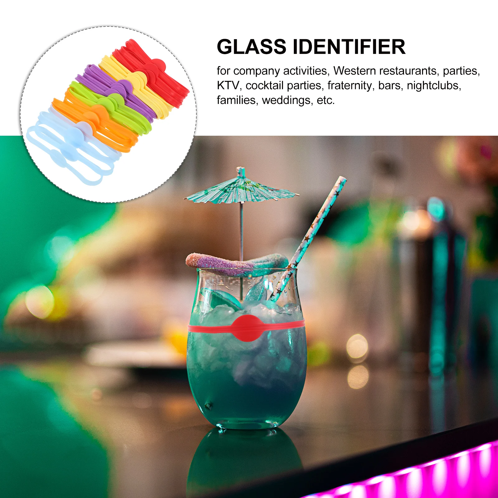 24 قطعة من علامة كأس النبيذ السيليكونية معرف المشروبات الملونة للحفلات والمطاعم وحفلات الزفاف Ktv مدمجة وسهلة التخزين