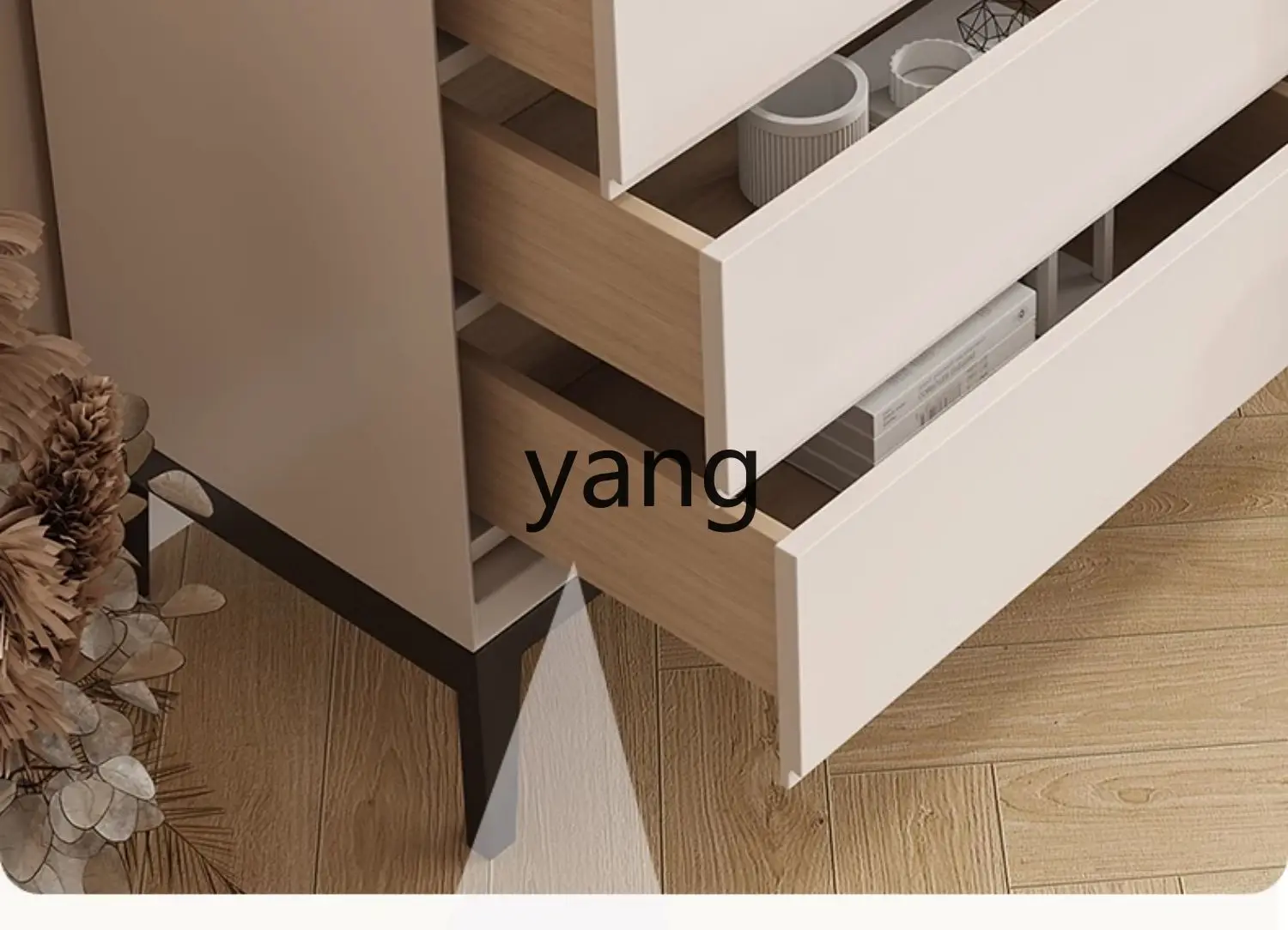 LH solid wood eight-bucket cabinet bedroom storage light luxury rock slab storage wabi sandy wind drawer cabinet