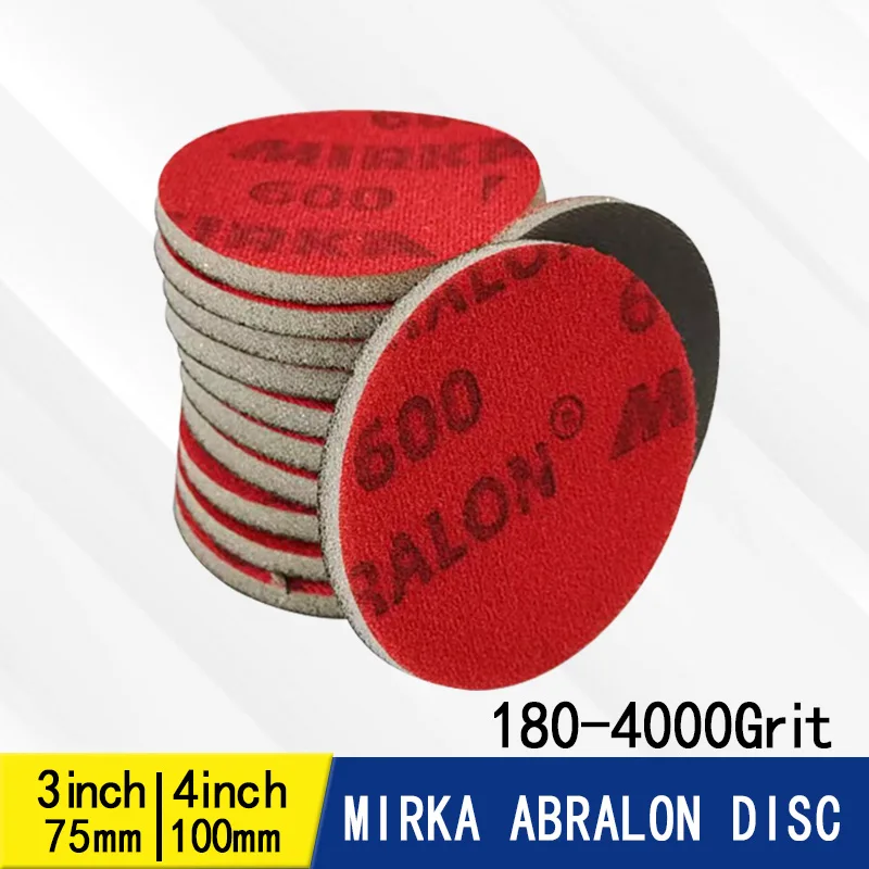 Mirka Abralon Car Glass Polishing Discs 4 INCH 100mm Hook Loop Foam Backed Sponge Sandpaper 180-4000 Grit