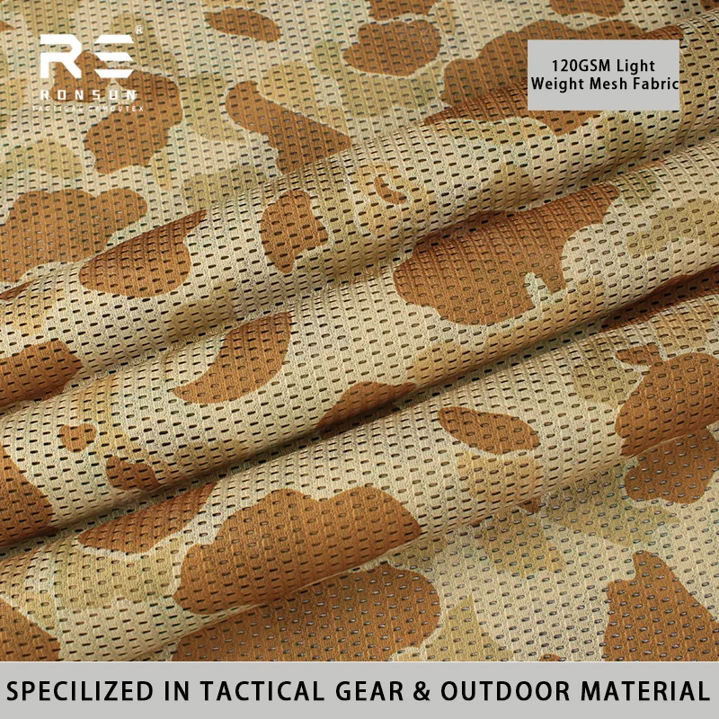 

120gsm light weight mesh fabric soft feeling breathable and comfortable for tactical face mask neck scarf in duck hunter beach
