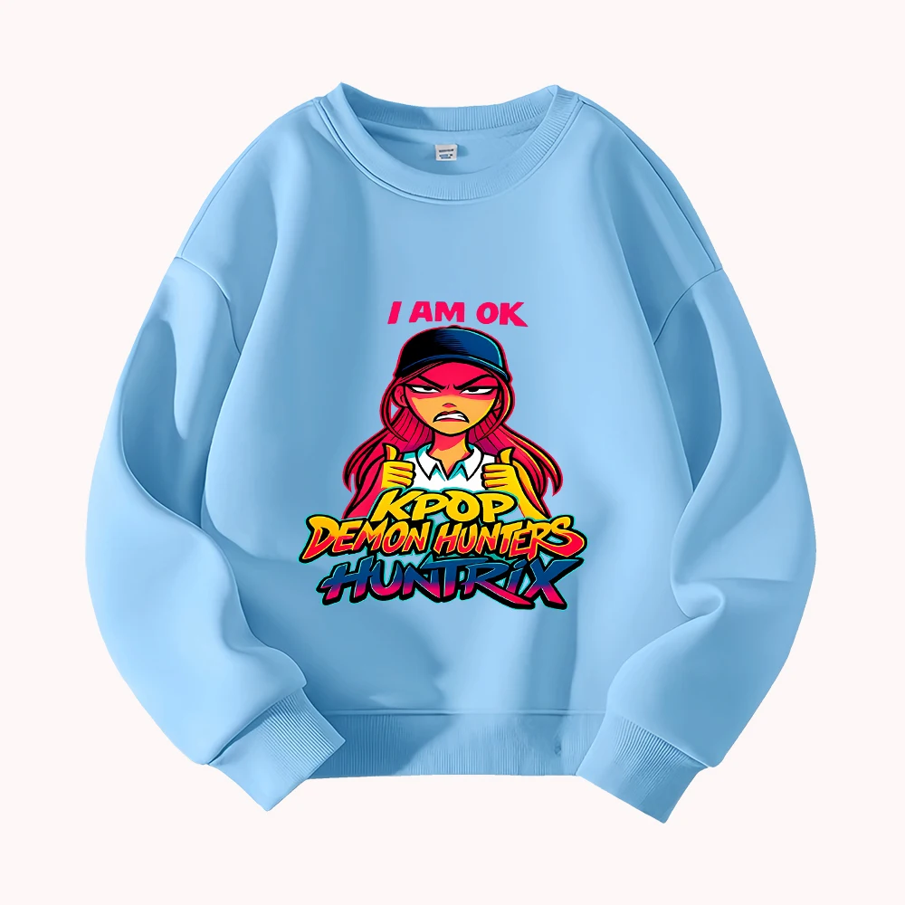 سويت شيرت نسائي كاجوال من القطن برقبة دائرية من KPOP Demon Hunters Huntrix I Am OK بطباعة جرافيك #6